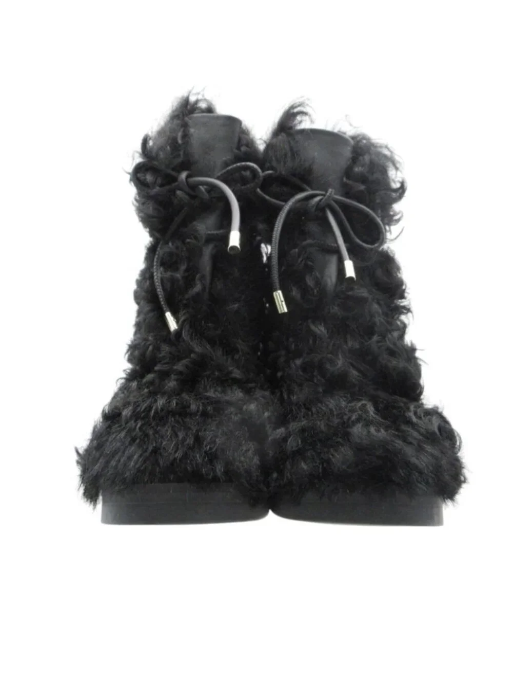 Chanel Boots Shearling Sheepskin CC Logo Shoes Black 37c